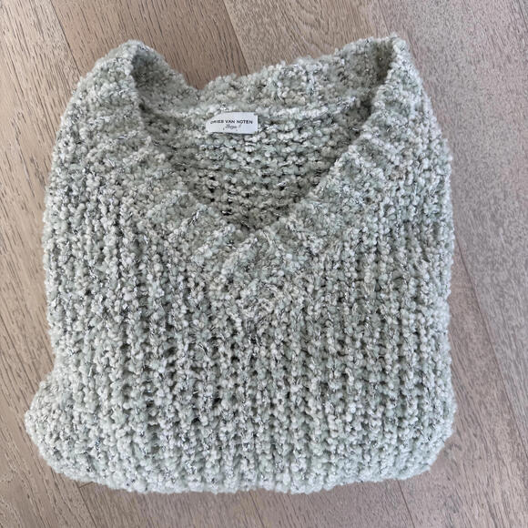 Dries Van Noten Teodora V-Neck Metallic Textured Knit Sweater Jumper Large - Picture 7 of 8